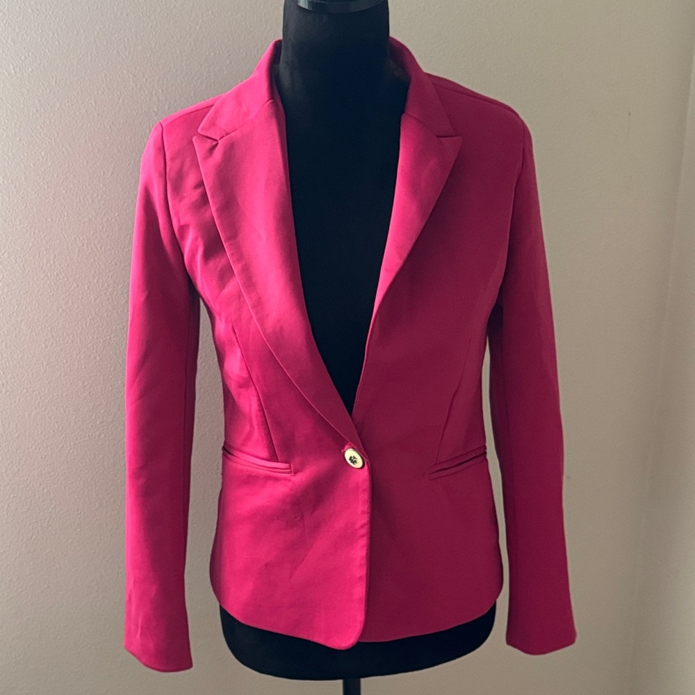 ZARA Woman Pink Blazer single crest‎ button front  Sz S - Picture 2 of 8